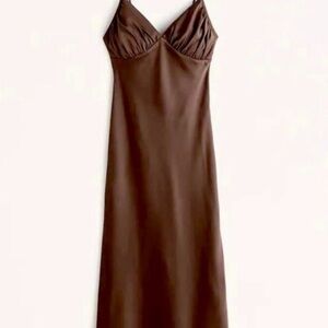Abercrombie and Fitch - Satin Slip Maxi Dress in Brown
